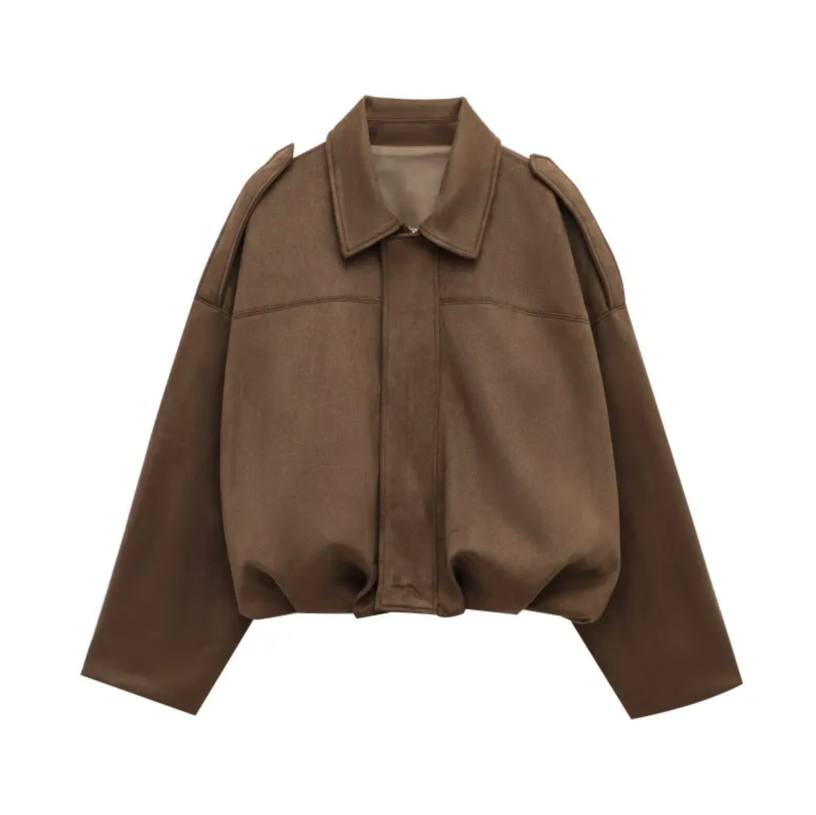 Suède jasje met oversized pasvorm en knoopsluiting