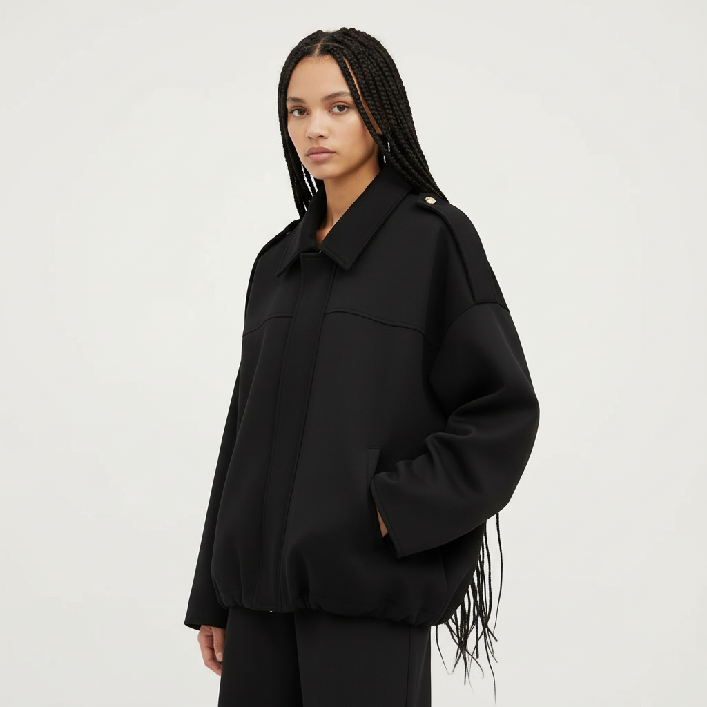 Suède jasje met oversized pasvorm en knoopsluiting in zwart