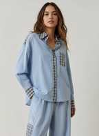 Ademende pyjama set met relaxte pasvorm voor dames in blauw