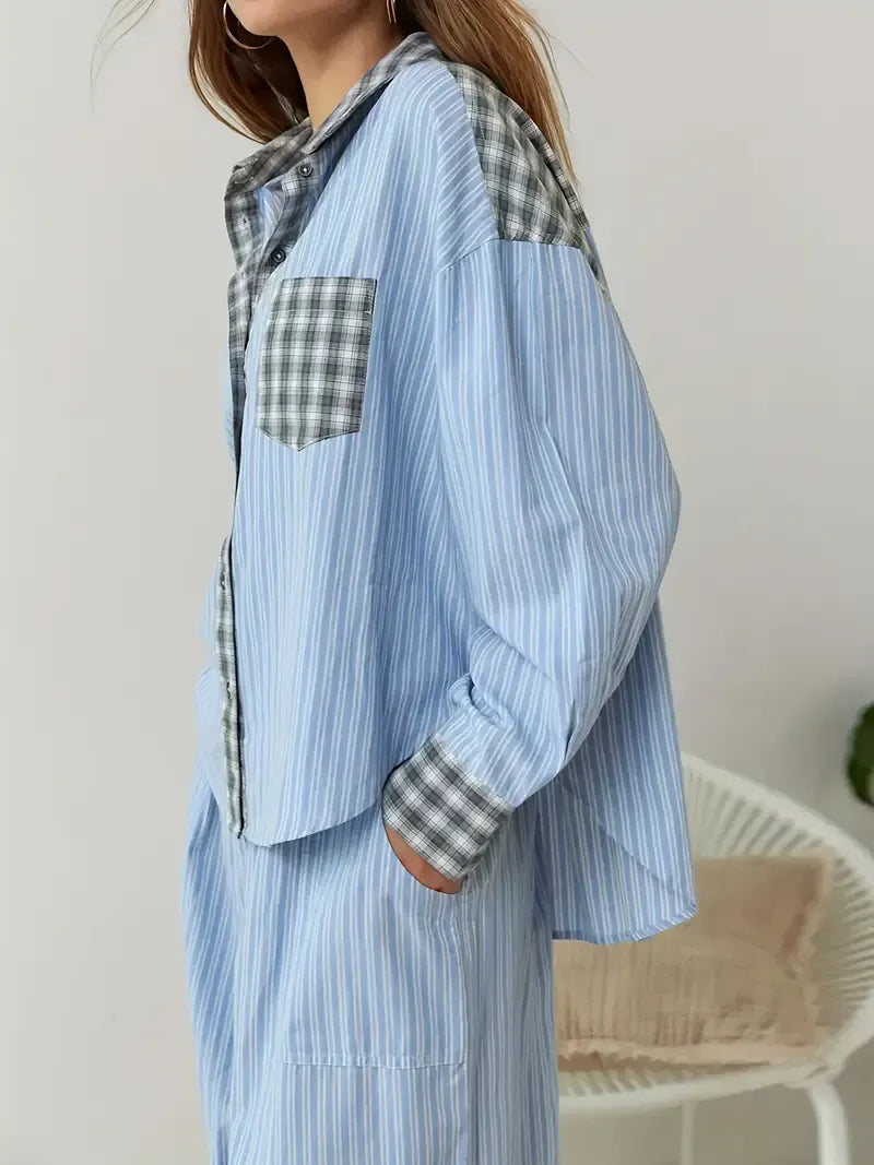 Ademende pyjama set met relaxte pasvorm voor dames