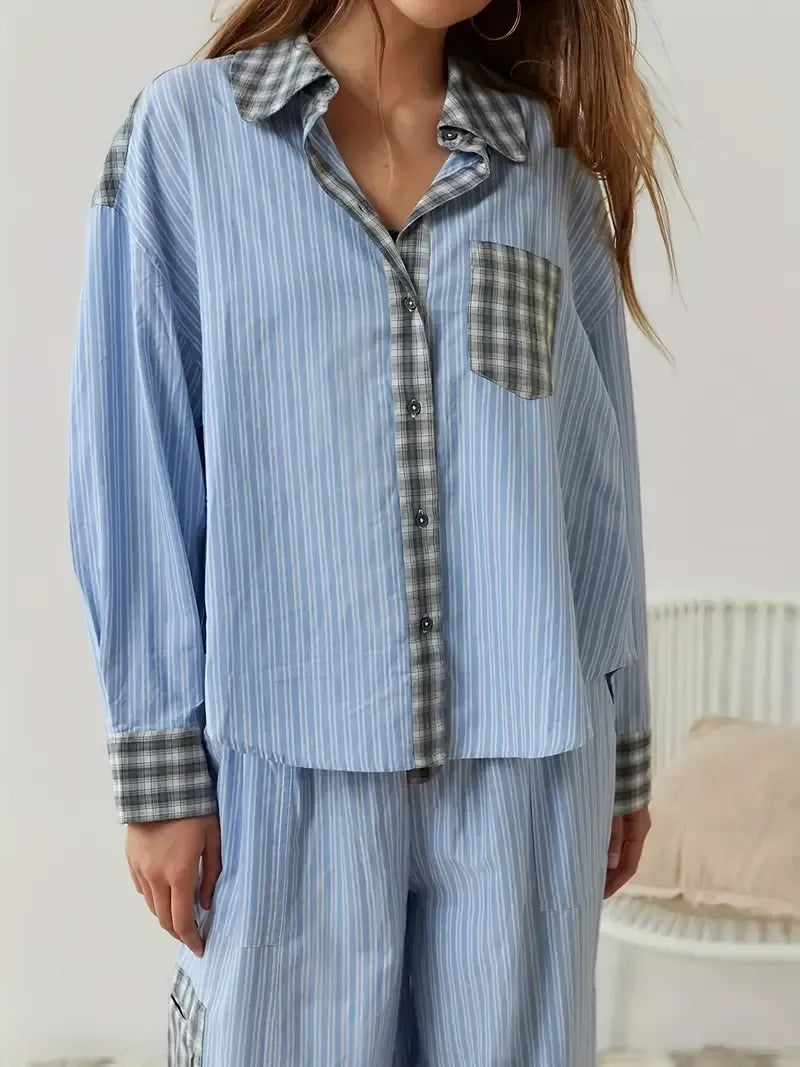 Ademende pyjama set met relaxte pasvorm voor dames