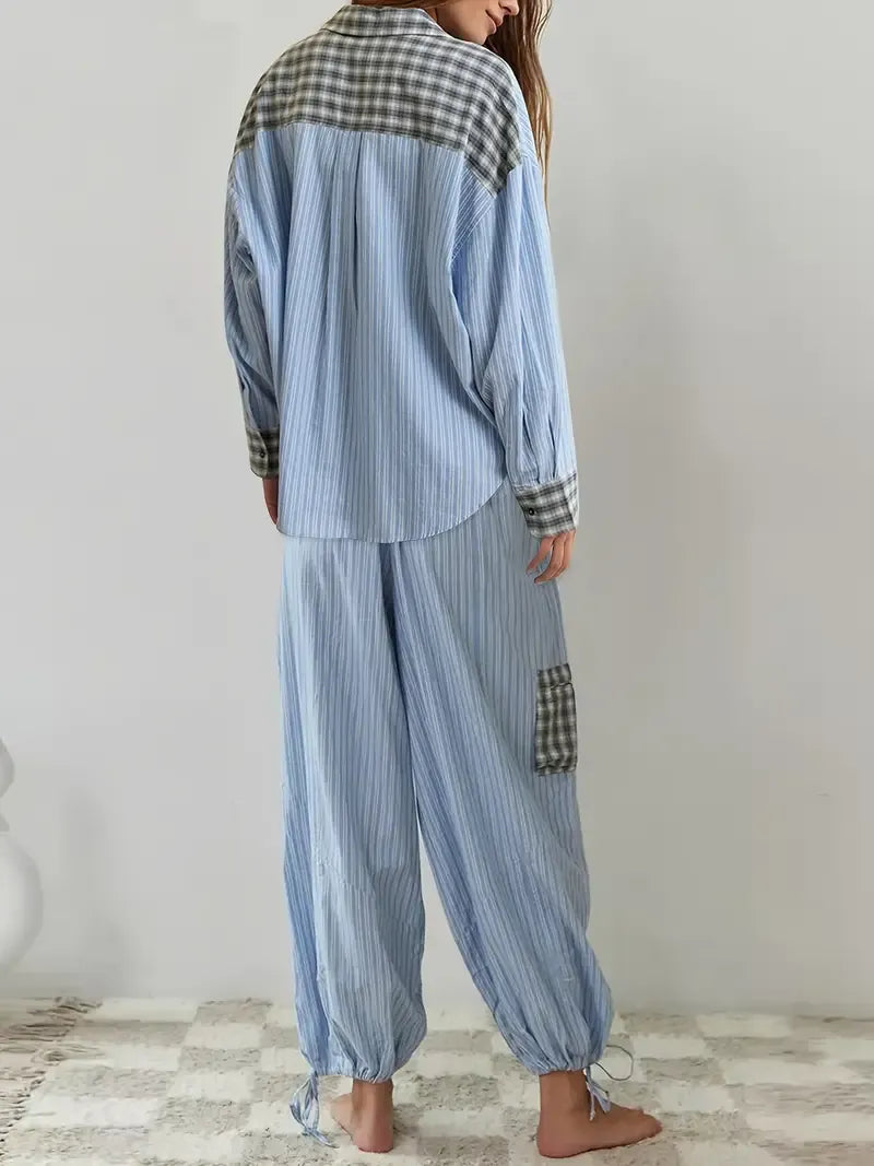 Ademende pyjama set met relaxte pasvorm voor dames