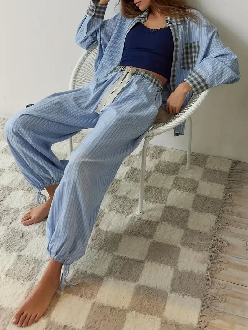 Ademende pyjama set met relaxte pasvorm voor dames
