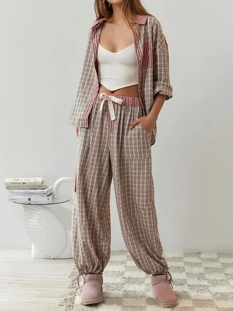Ademende pyjama set met relaxte pasvorm voor dames