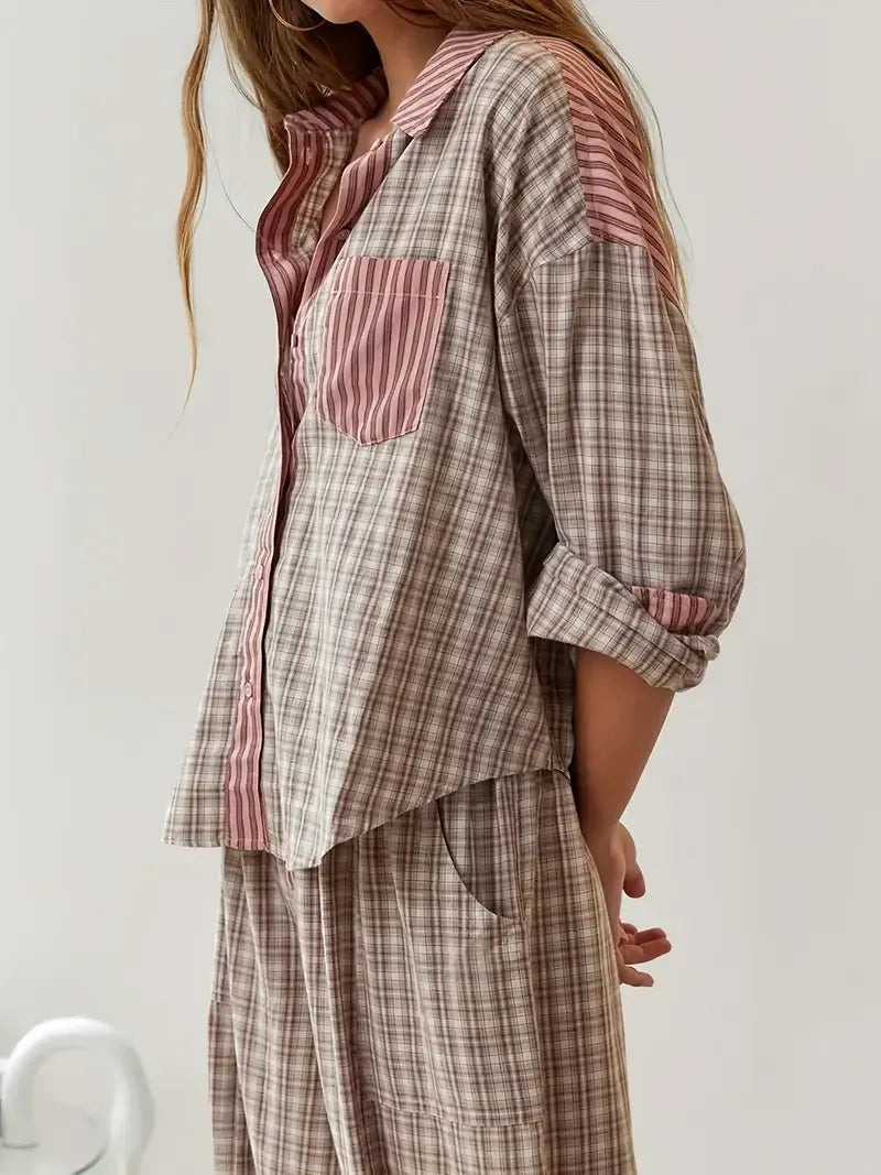 Ademende pyjama set met relaxte pasvorm voor dames