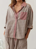 Ademende pyjama set met relaxte pasvorm voor dames