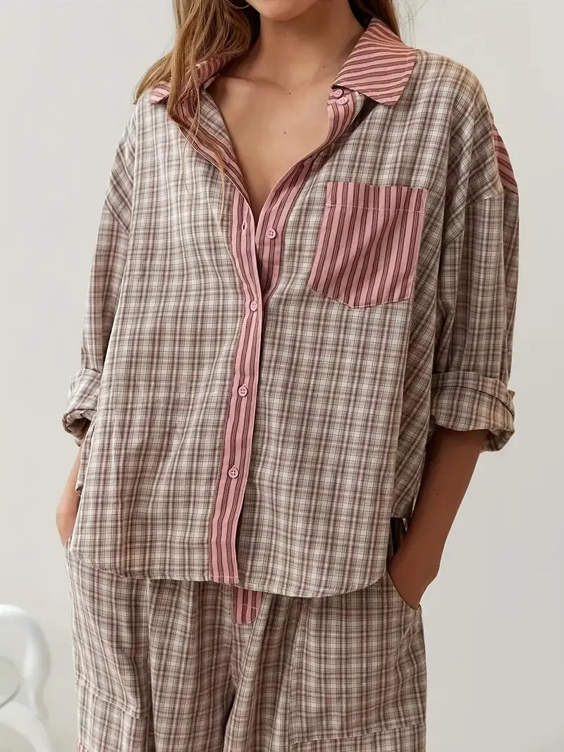 Ademende pyjama set met relaxte pasvorm voor dames