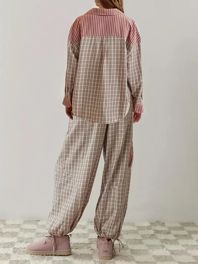 Ademende pyjama set met relaxte pasvorm voor dames