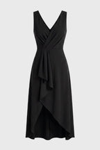 Asymmetrische midi jurk met watervaldetail