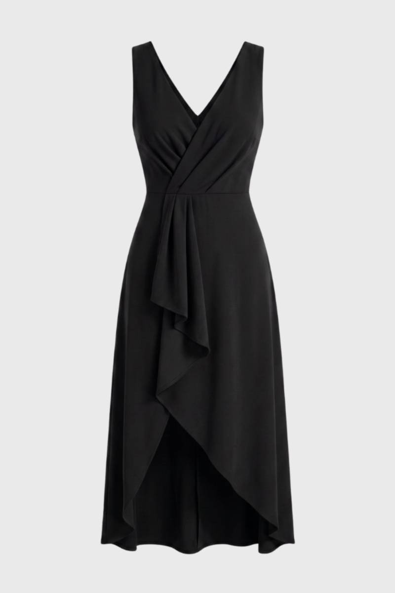 Asymmetrische midi jurk met watervaldetail