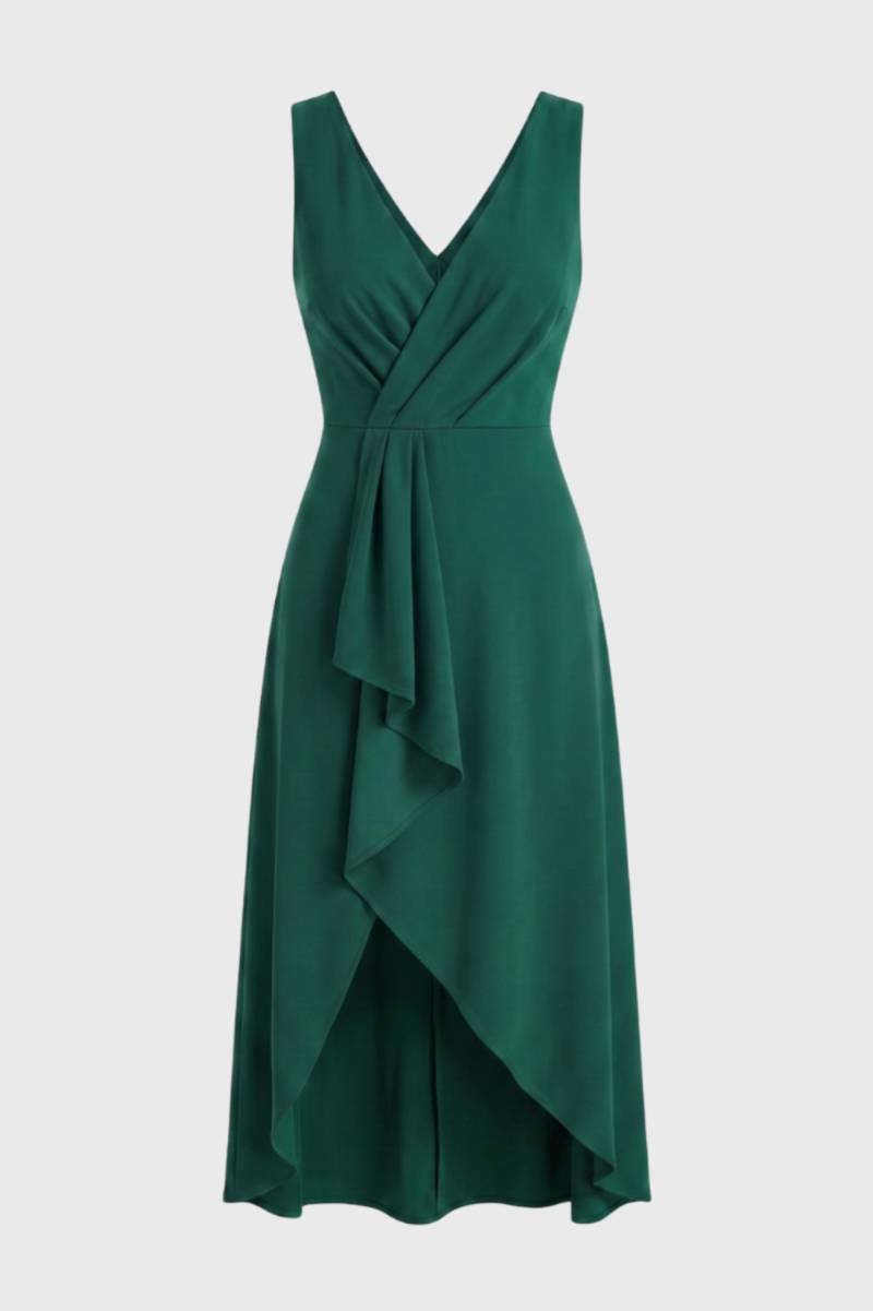 Asymmetrische midi jurk met watervaldetail