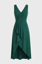 Asymmetrische midi jurk met watervaldetail