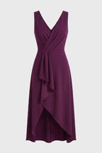 Asymmetrische midi jurk met watervaldetail