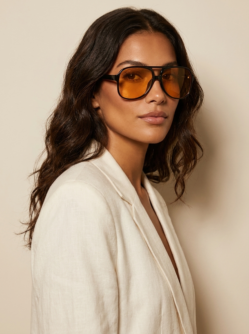 Aviator zonnebril met oranje glazen voor dames in oranje