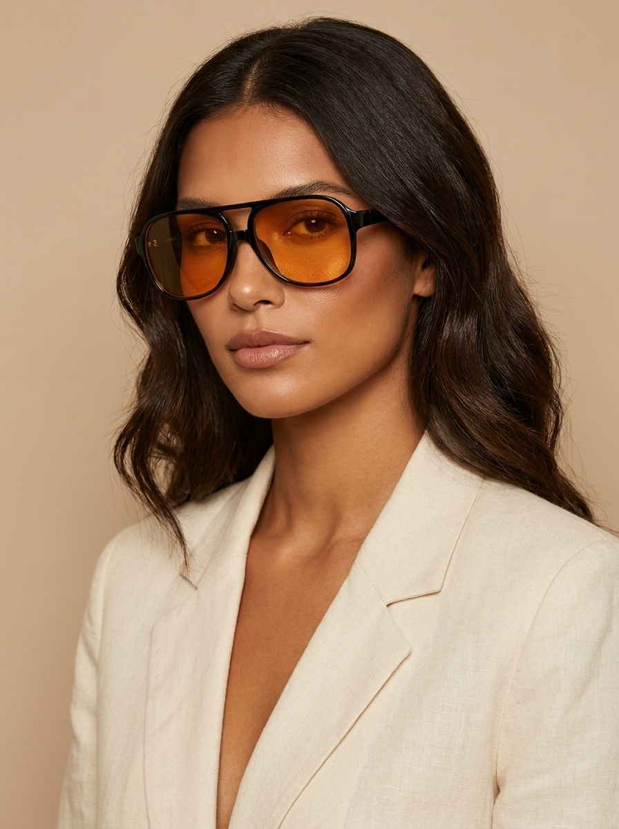 Aviator zonnebril met oranje glazen voor dames in oranje