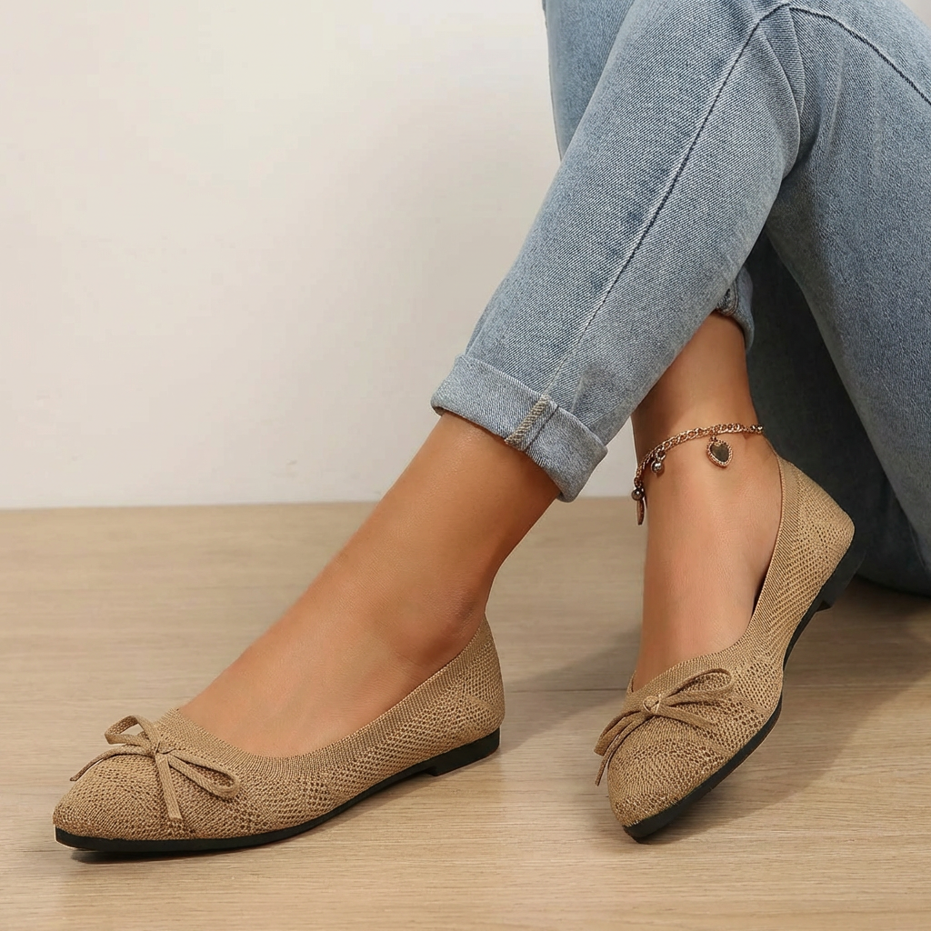 Ballerina's met strikdetail in beige