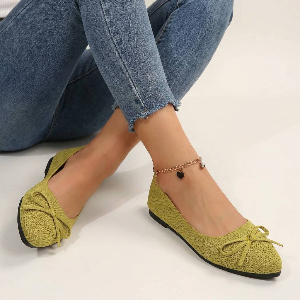 Ballerina's met strikdetail in groen