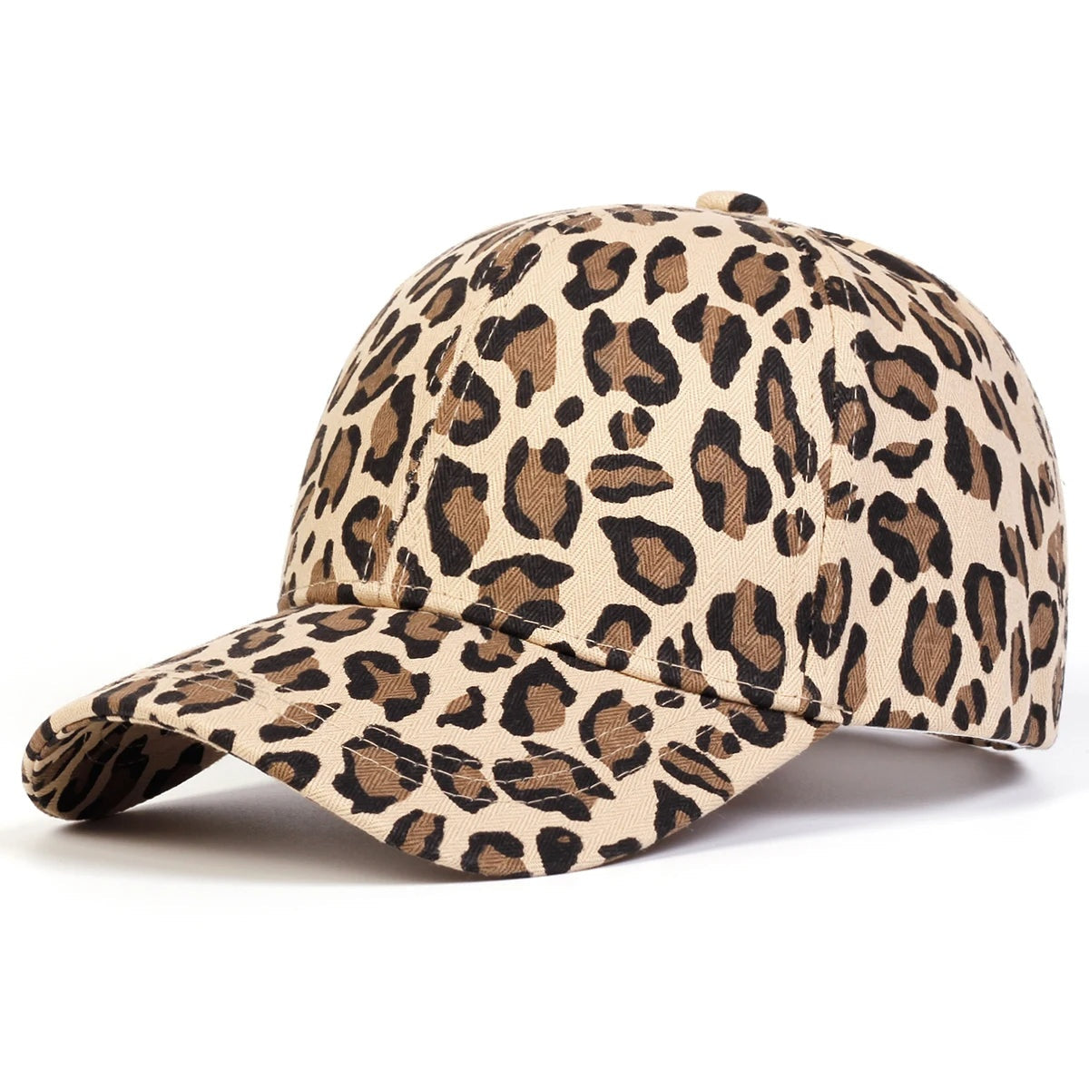 Baseball cap met dierenprint en verstelbare pasvorm voor dames in beige luipaard
