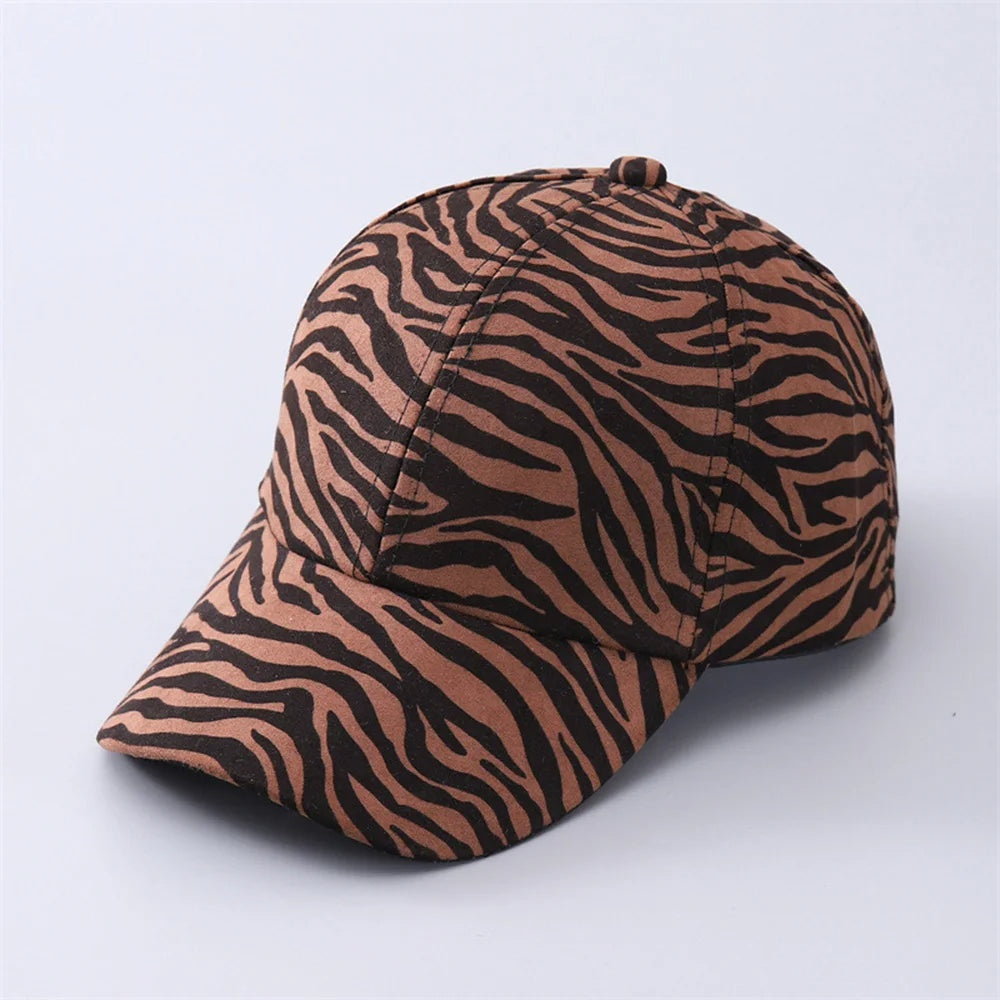 Baseball cap met dierenprint en verstelbare pasvorm voor dames in bruin zebra