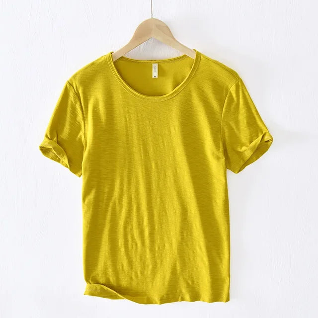 Basic T-shirt met ronde hals in geel