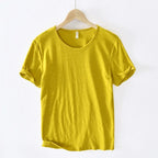 Basic T-shirt met ronde hals in geel