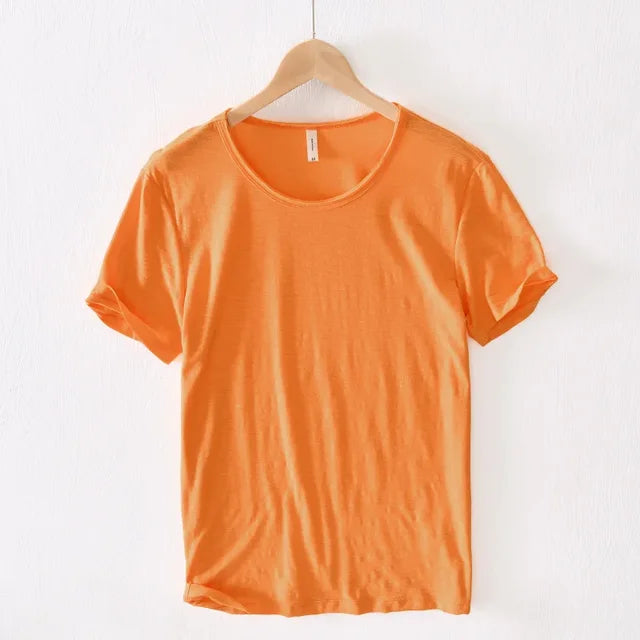 Basic T-shirt met ronde hals in oranje