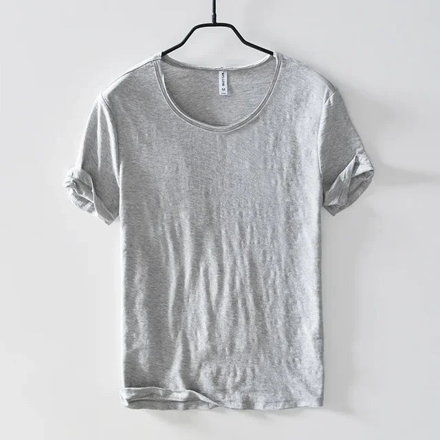 Basic T-shirt met ronde hals in licht grijs
