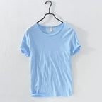 Basic T-shirt met ronde hals in hemel blauw
