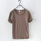 Basic T-shirt met ronde hals in koffie