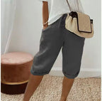 Bermuda broek met linnen look in grijs
