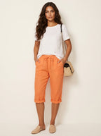 Bermuda broek met linnen look