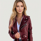 Bikerjack met imitatieleer en ritsdetails voor dames