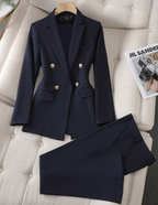 Blazer en broek set met getailleerde pasvorm voor dames