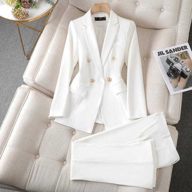 Blazer en broek set met getailleerde pasvorm voor dames