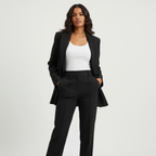 Blazer en broek set met elegante pasvorm voor dames in zwart