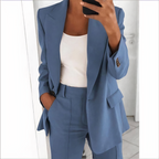 Blazer en broek set met elegante pasvorm voor dames in lichtblauw