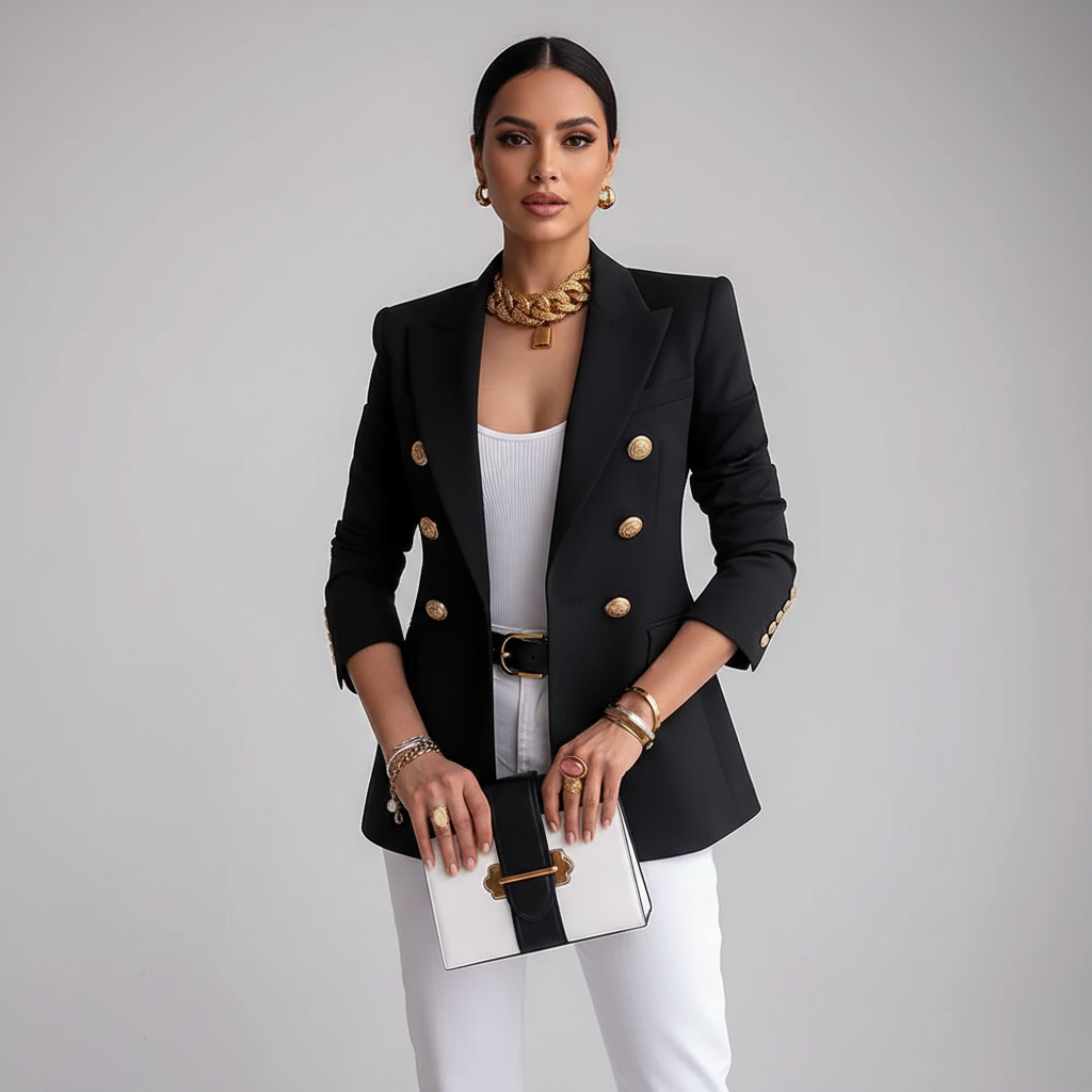 Blazer met double-breasted sluiting en goudkleurige knopen voor dames