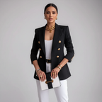 Blazer met double-breasted sluiting en goudkleurige knopen voor dames
