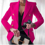 Blazer met double-breasted sluiting en goudkleurige knopen voor dames in roze