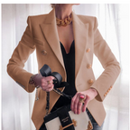 Blazer met double-breasted sluiting en goudkleurige knopen voor dames in khaki