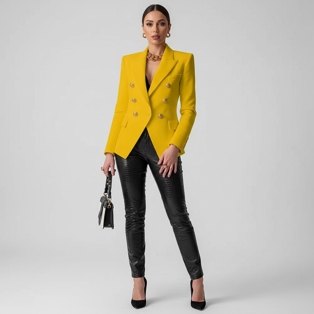 Blazer met double-breasted sluiting en goudkleurige knopen voor dames