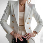 Blazer met double-breasted sluiting en goudkleurige knopen voor dames in wit