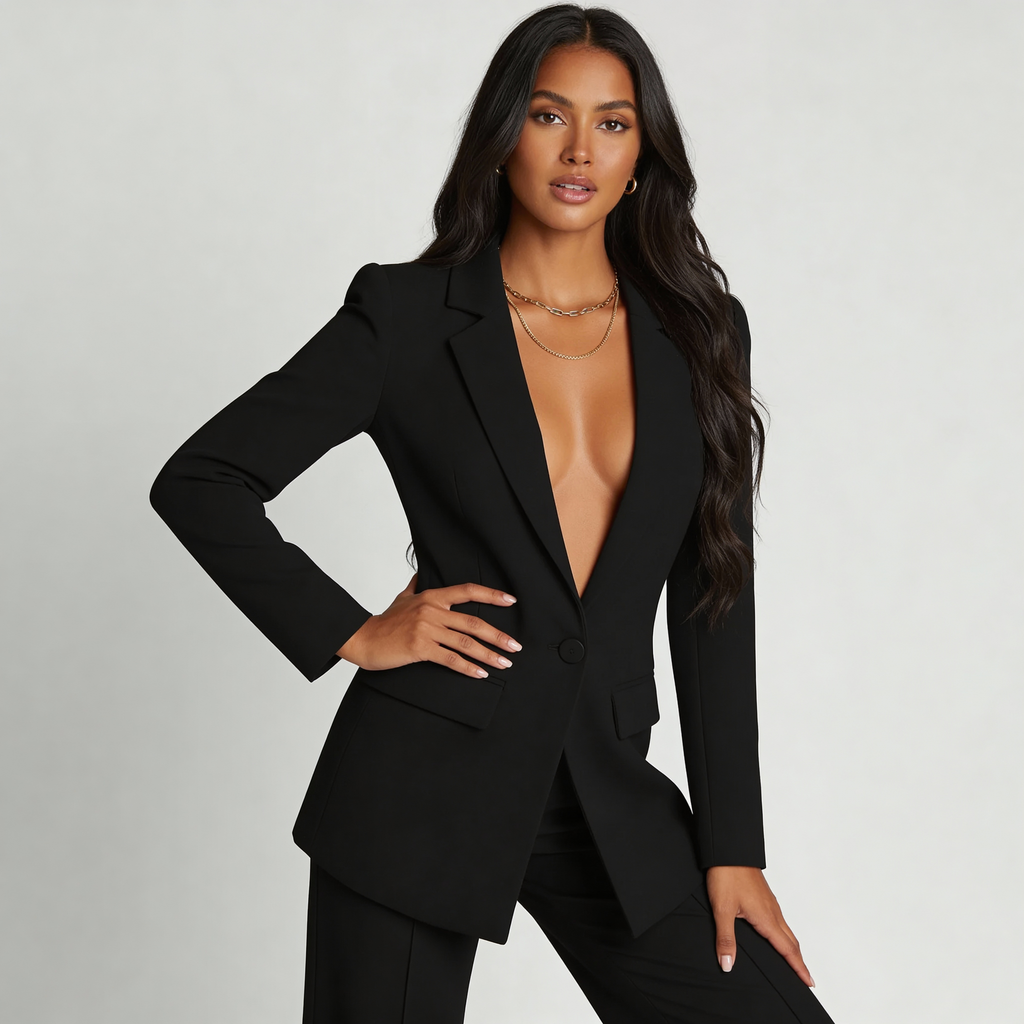 Blazer- en pantalonset met moderne pasvorm voor dames