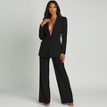 Blazer- en pantalonset met moderne pasvorm voor dames in zwart