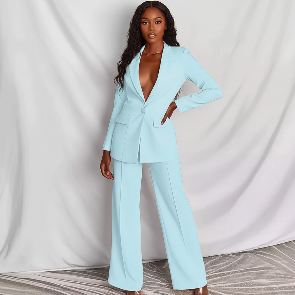 Blazer- en pantalonset met moderne pasvorm voor dames