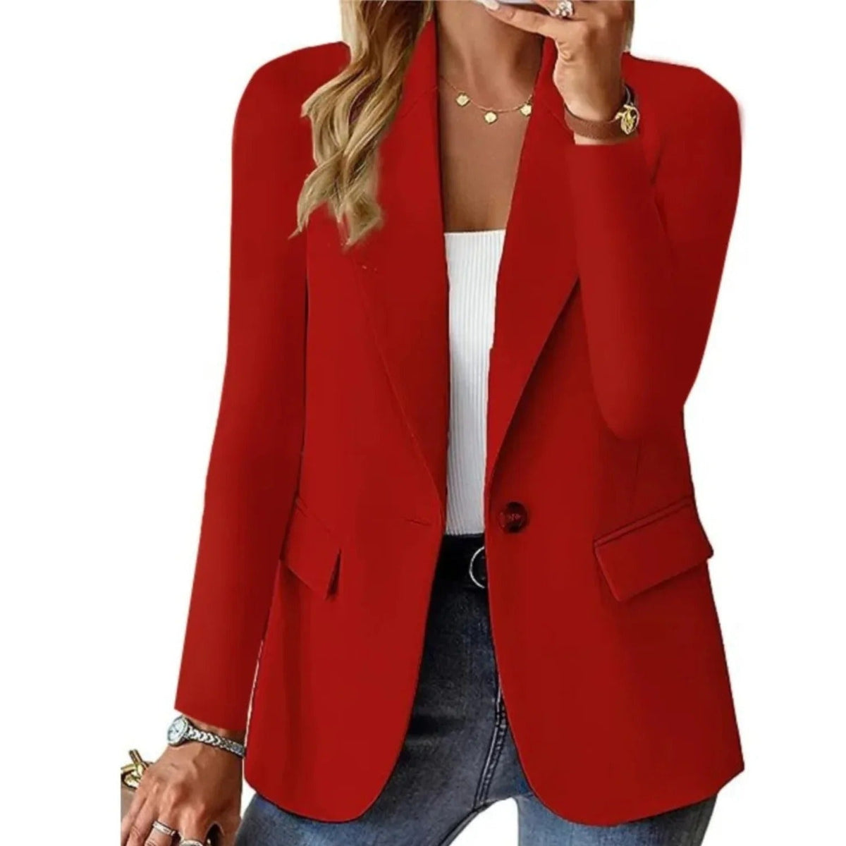 Blazer met flatterende pasvorm en zachte stof in rood