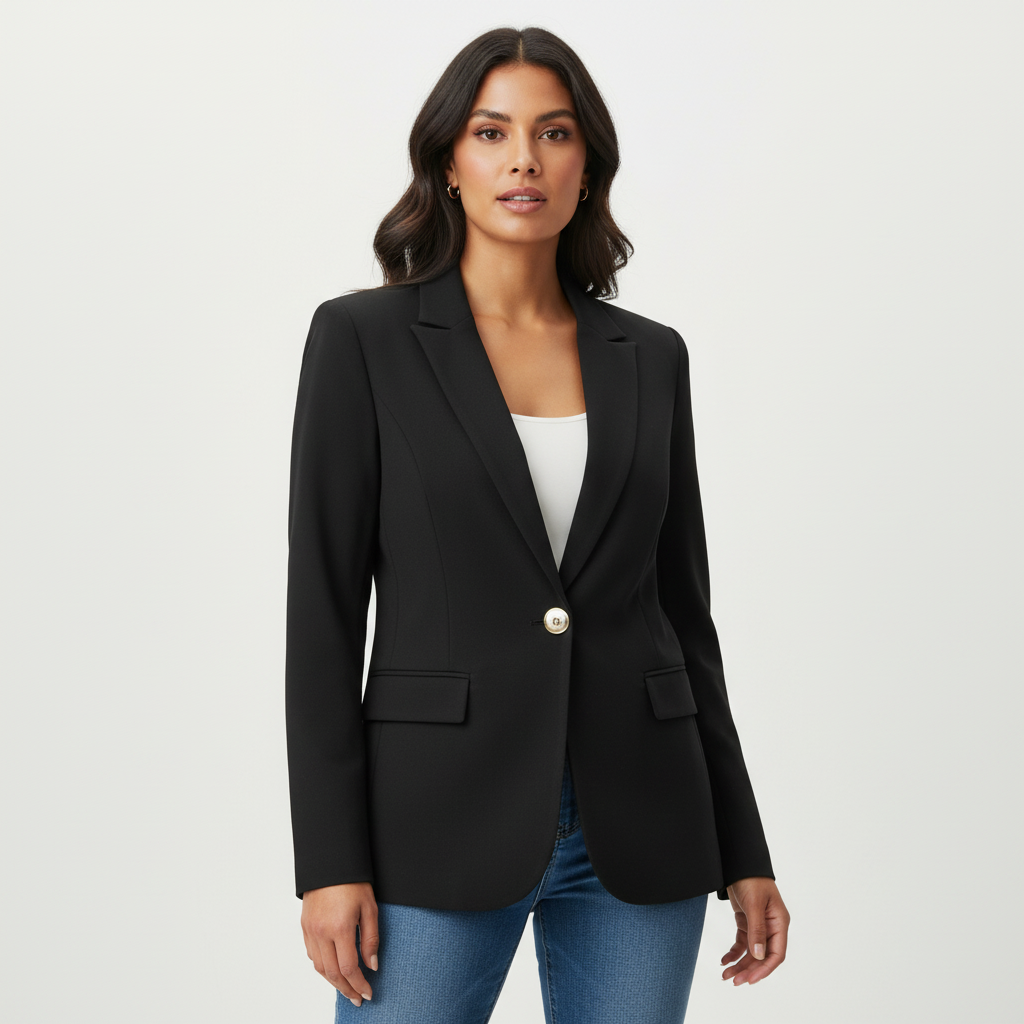 Blazer met flatterende pasvorm en zachte stof in zwart