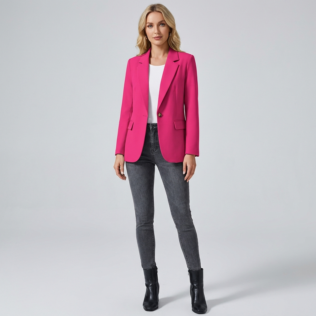 Blazer met flatterende pasvorm en zachte stof in roze