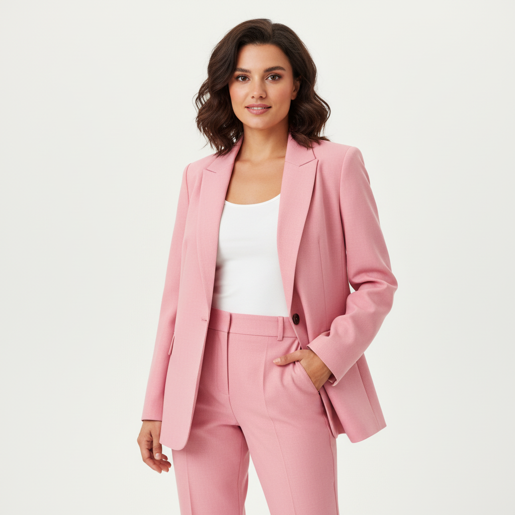 Blazer met bijpassende broek en getailleerde pasvorm voor dames in roze