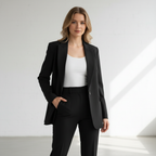 Blazer met bijpassende broek en getailleerde pasvorm voor dames in zwart